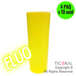 VASO TRAGO LARGO PP CASINO AMARILLO FLUO 280CC (4 pack x 10 unid)